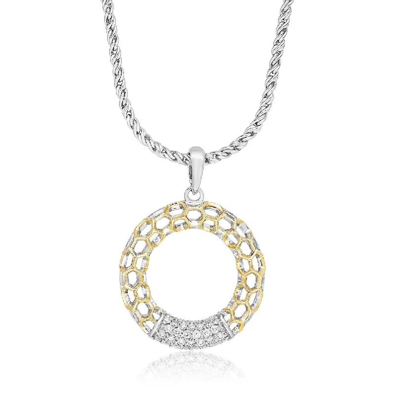 black diamond eternity band STERLING SILVER CIRCLE PENDANT WITH YELLOW GOLD ACCENTS AND DIAMONDS, 1/4 CT TW black diamond eternity band STERLING SILVER CIRCLE PENDANT WITH YELLOW GOLD ACCENTS AND DIAMONDS, 1/4 CT TW
