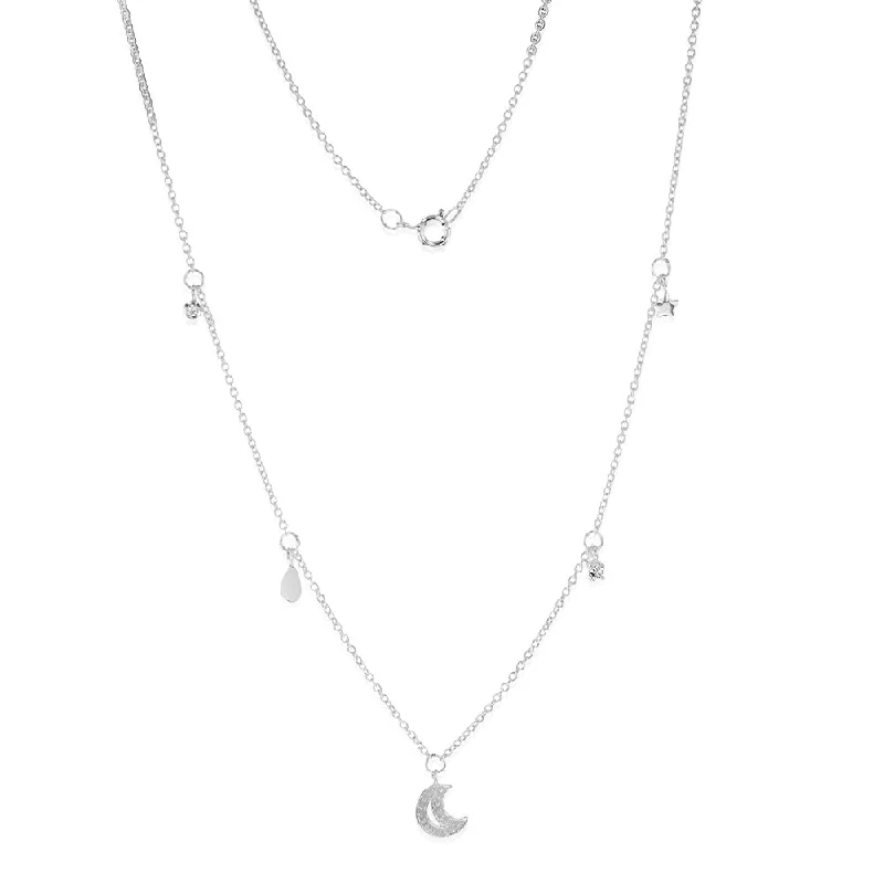 bohemian anklet with shells Sterling Silver Cubic Zirconia Stars And Moon Charms On 45cm Chain bohemian anklet with shells Sterling Silver Cubic Zirconia Stars And Moon Charms On 45cm Chain