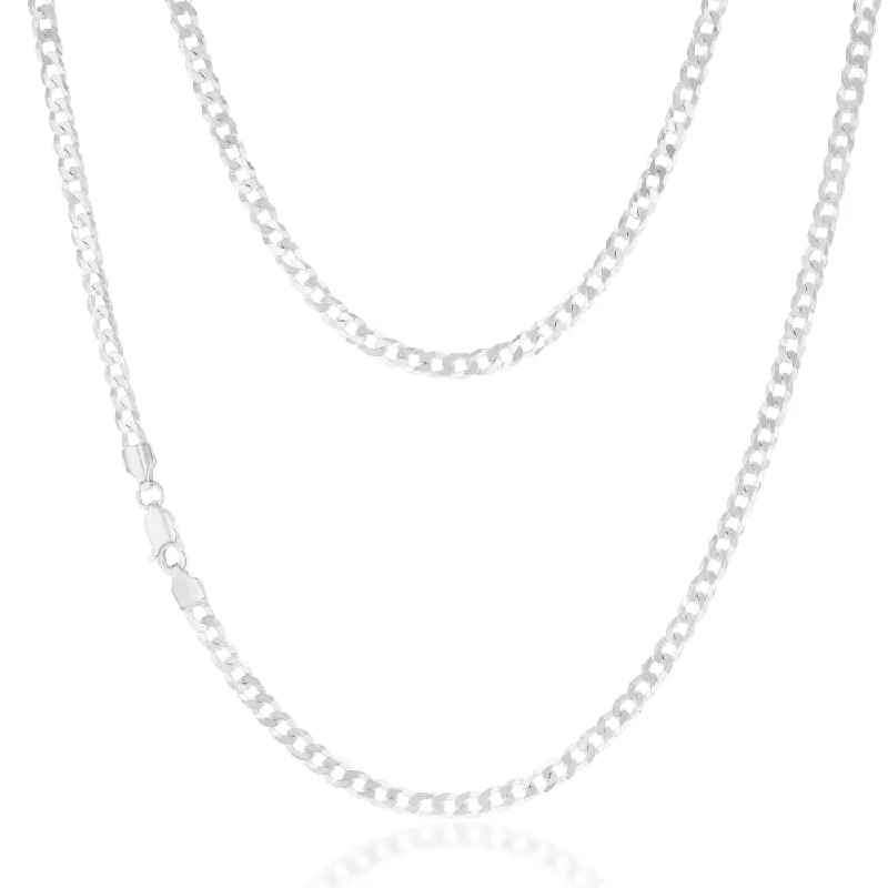 ethical lab-grown diamond ring Sterling Silver Curb 100 Gauge 45cm Chain