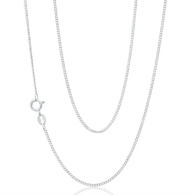 diamond halo pendant necklace Sterling Silver Curb Dicut 40 Gauge 45cm Chain