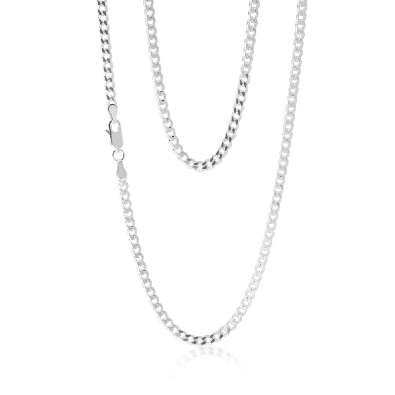 pearl and silver bracelet Sterling Silver Curb Dicut 45cm 100 Gauge Chain