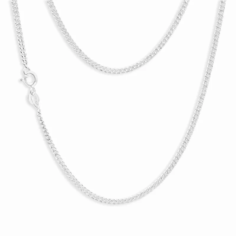dainty gemstone choker necklace Sterling Silver Diamond Cut 40cm Curb Chain