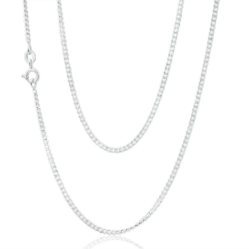 dainty sapphire stacking rings Sterling Silver Diamond Cut 60cm Curb Chain