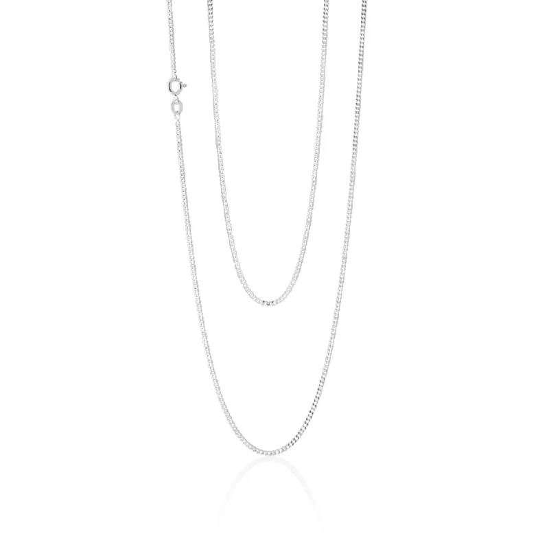 handmade wooden bead necklace Sterling Silver Diamond Cut 70cm Curb Chain