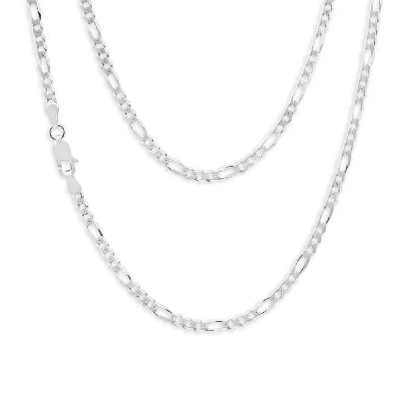 vintage diamond pendant necklace Sterling Silver Figaro 1:3 Dicut Chain 45cm