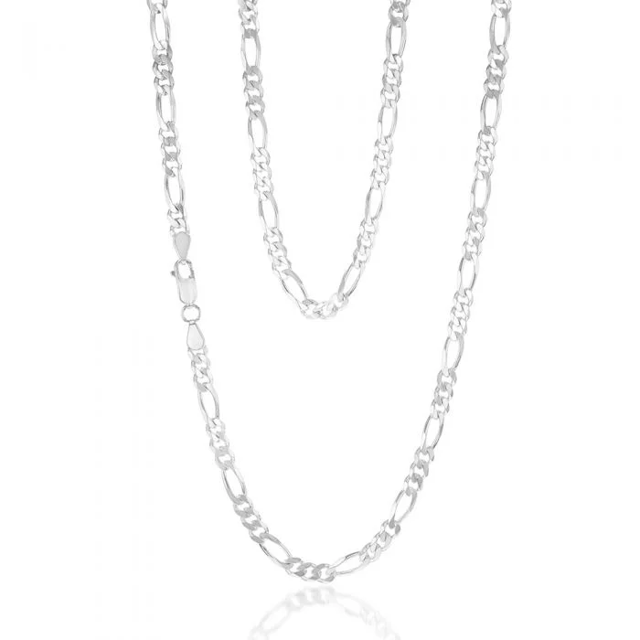 men’s beaded bracelet with charms Sterling Silver Figaro 150 Gauge 60cm Chain