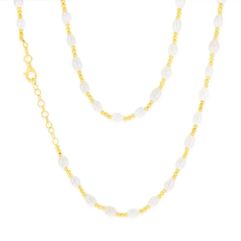 handcrafted beaded bracelet boho Sterling Silver Gold Plated Fresh Water Pearl And Gold Beads 40+3cm Chain handcrafted beaded bracelet boho Sterling Silver Gold Plated Fresh Water Pearl And Gold Beads 40+3cm Chain