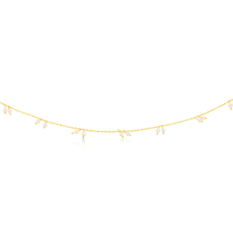 unique promise ring for girlfriend Sterling Silver Gold Plated Simulated Pearls 45cm Chain unique promise ring for girlfriend Sterling Silver Gold Plated Simulated Pearls 45cm Chain