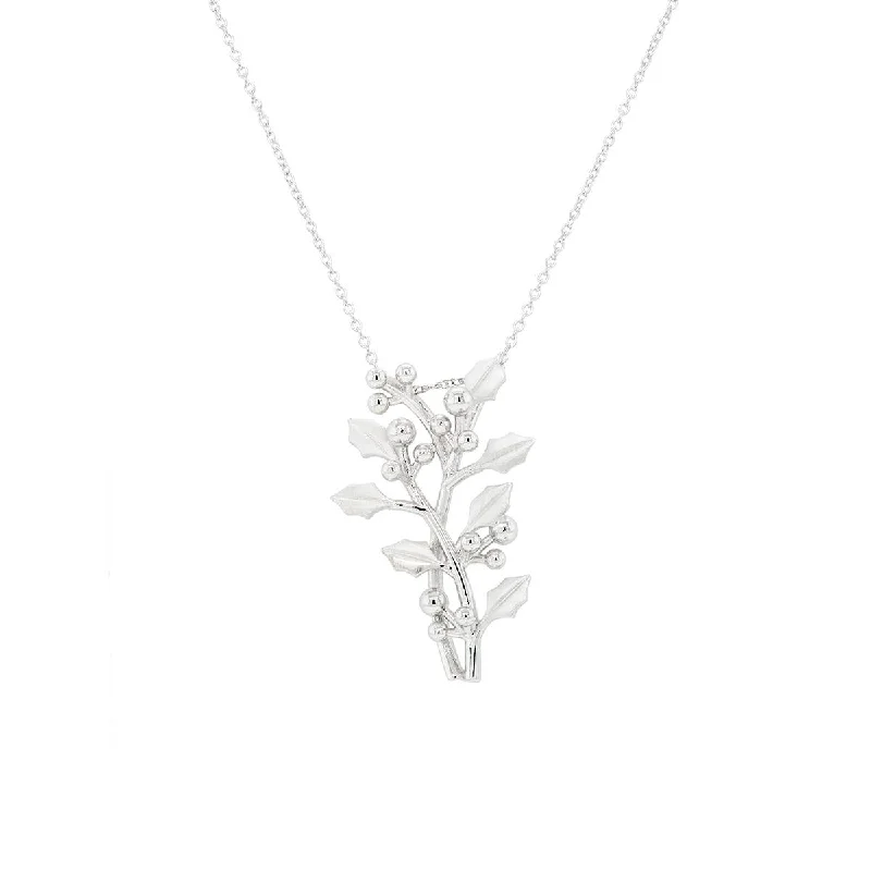 STERLING SILVER HOLLY PENDANT NECKLACE