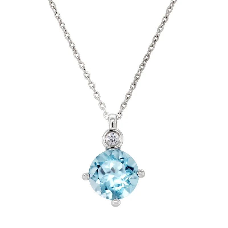 minimalist disc pendant necklace STERLING SILVER NECKLACE WITH BLUE TOPAZ AND LAB GROWN DIAMOND ACCENT, .02 CT minimalist disc pendant necklace STERLING SILVER NECKLACE WITH BLUE TOPAZ AND LAB GROWN DIAMOND ACCENT, .02 CT