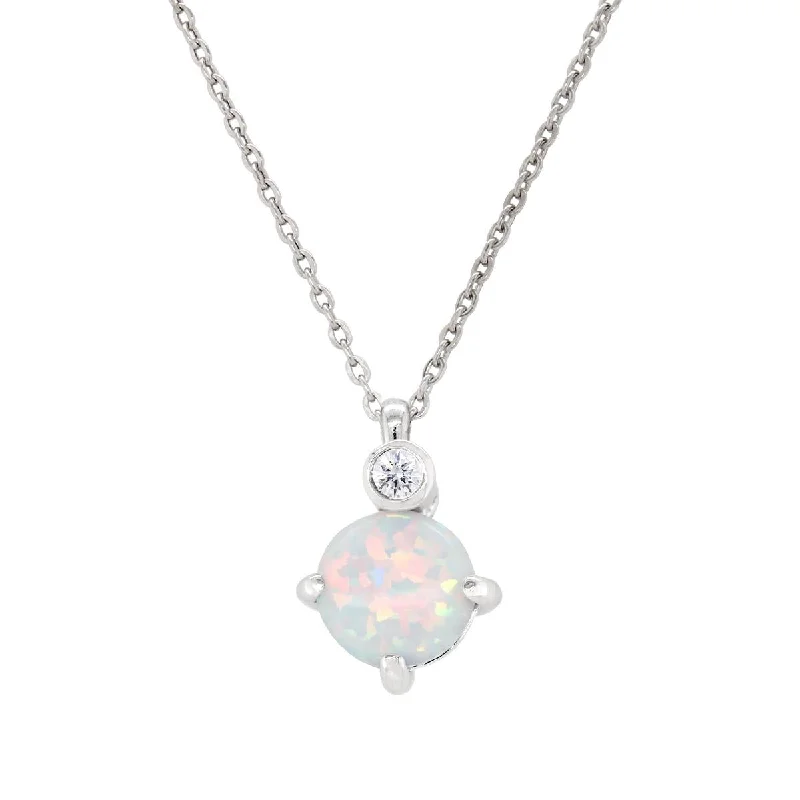 unique tribal silver ring STERLING SILVER NECKLACE WITH LAB GROWN OPAL AND DIAMOND ACCENT, .02 CT unique tribal silver ring STERLING SILVER NECKLACE WITH LAB GROWN OPAL AND DIAMOND ACCENT, .02 CT