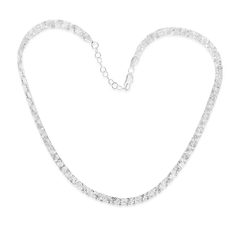 adjustable minimalist wave bracelet Sterling Silver Patterned 40cm Choker Chain
