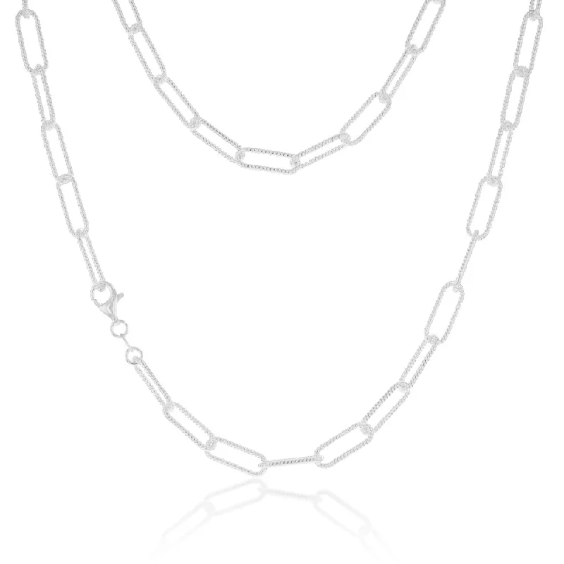 real garnet stacking rings Sterling Silver Patterned Paperclip 140 Gauge 45cm Chain