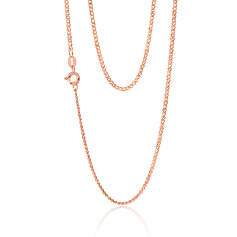 personalized couple rings Sterling Silver Rose Plated 60 Gauge 55cm Curb Dicut Chain
