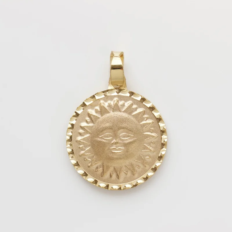 simple gold stacking rings Sun & Moon Pendant