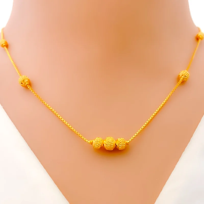 dainty heart charm necklace Tasteful Multi-Bead 22k Gold Necklace
