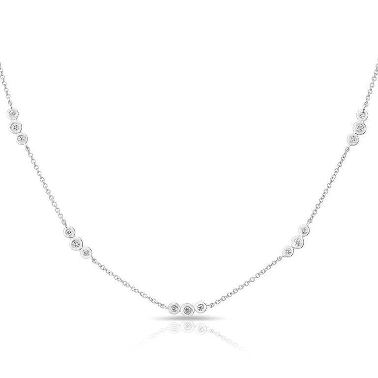 celestial moonstone ring gold 14K White Gold Triple Diamond By The Yard Necklace