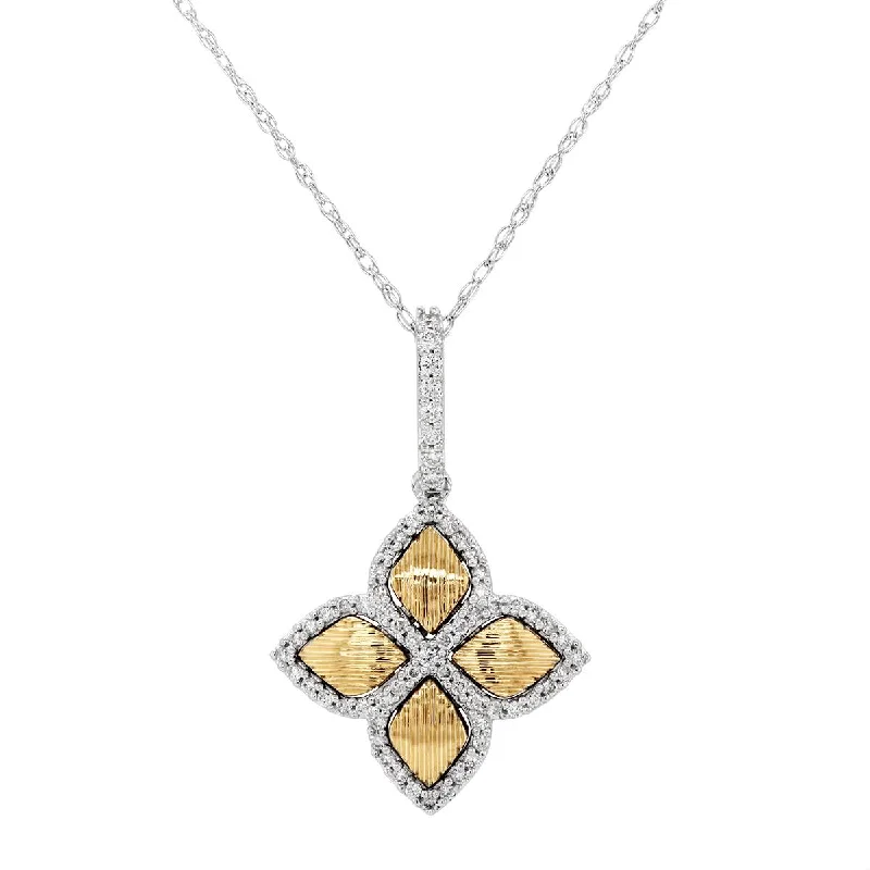 layered pearl choker necklace TWO-TONE GOLD CLOVER PENDANT NECKLACE WITH DIAMONDS, .25 CT TW layered pearl choker necklace TWO-TONE GOLD CLOVER PENDANT NECKLACE WITH DIAMONDS, .25 CT TW