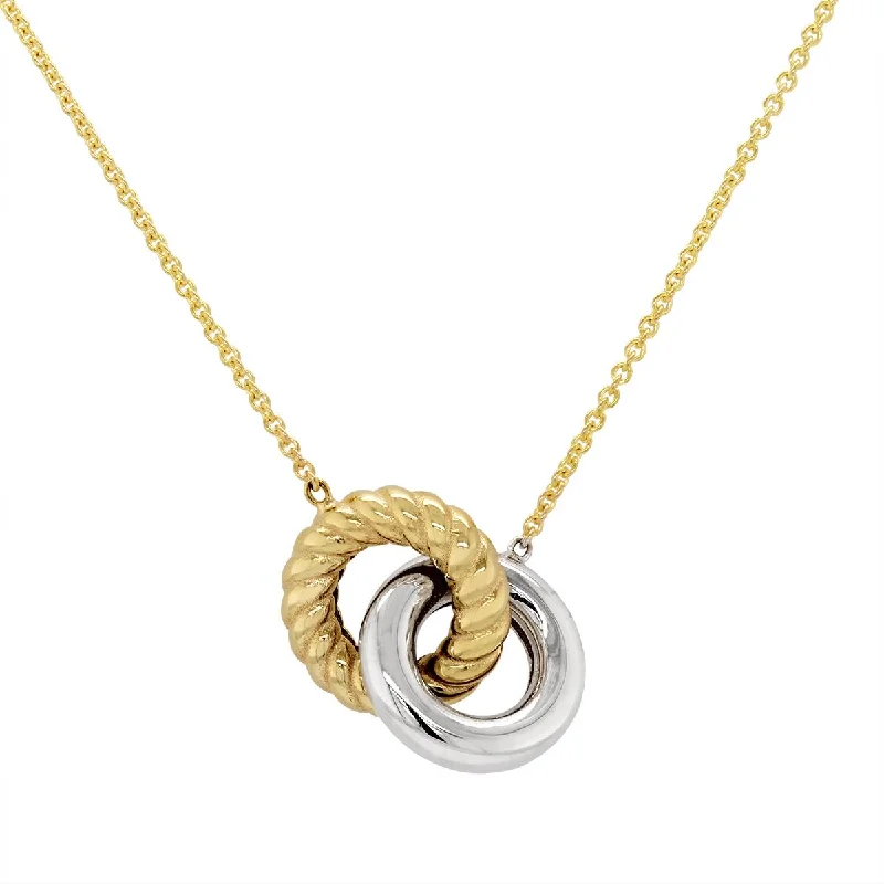 minimalist clover charm bracelet TWO-TONE GOLD INTERLOCKING RING PENDANT NECKLACE