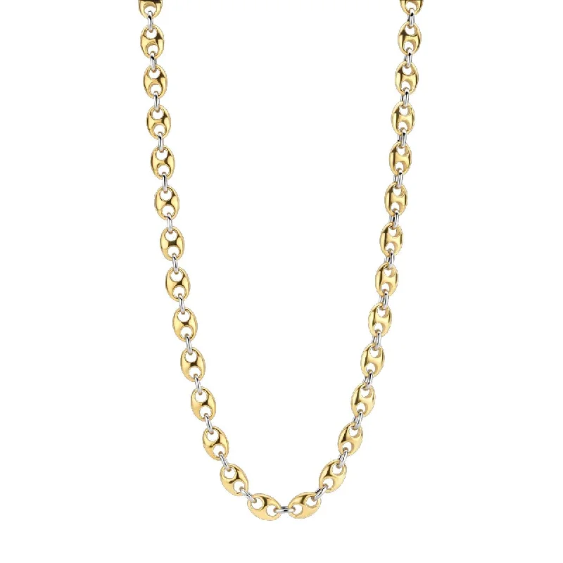 TWO-TONE GOLD PLATED STERLING SILVER PUFFED GUCCI-STYLE NECKLACE