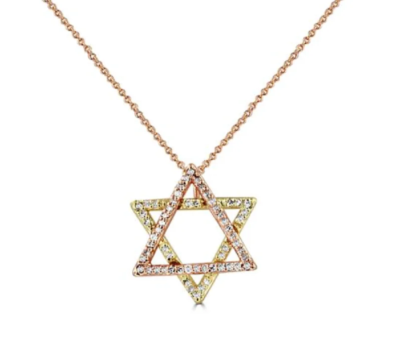 colorful gemstone engagement ring 14K Two-Tone Star of David Necklace