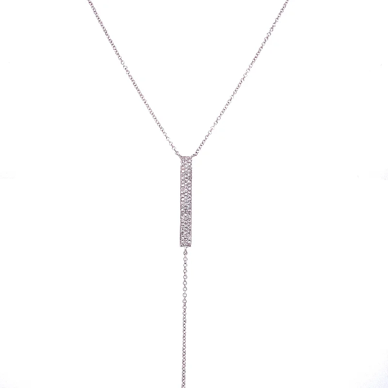 celestial crescent moon bracelet 14K White Gold Pave Diamond Bar Lariat Necklace