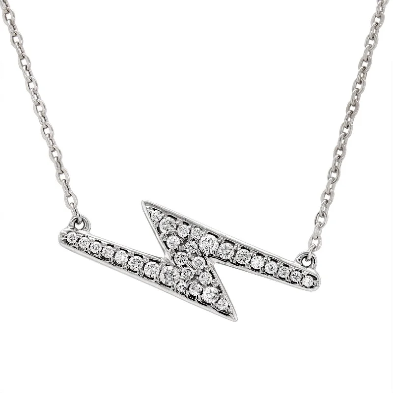 WHITE GOLD LIGHTNING BOLT DIAMOND PENDANT NECKLACE, 1/4 CT TW