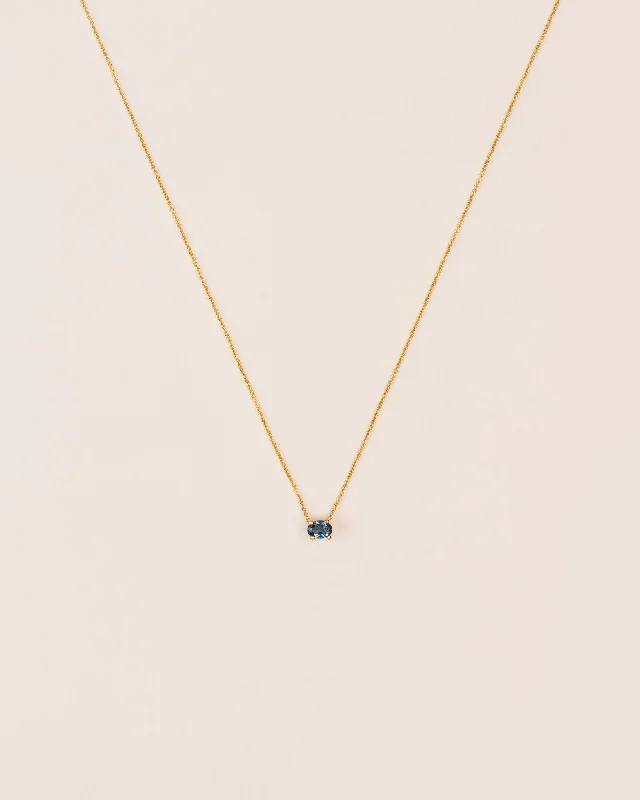 18K Gold Necklace w. London Blue Topaz