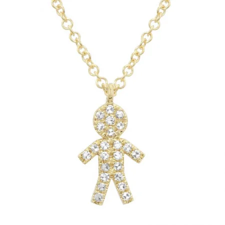 boho pearl charm bracelet 14K Yellow Gold Diamond Boy Diamond Necklace