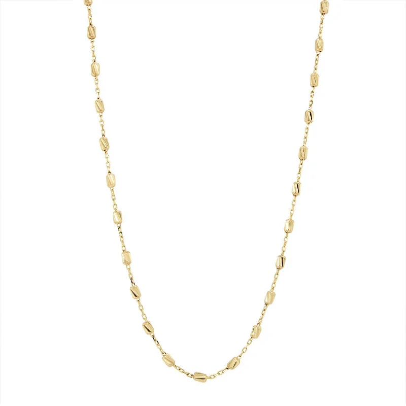 dainty silver hamsa bracelet YELLOW GOLD DIAMOND CUT BEADED CHAIN NECKLACE
