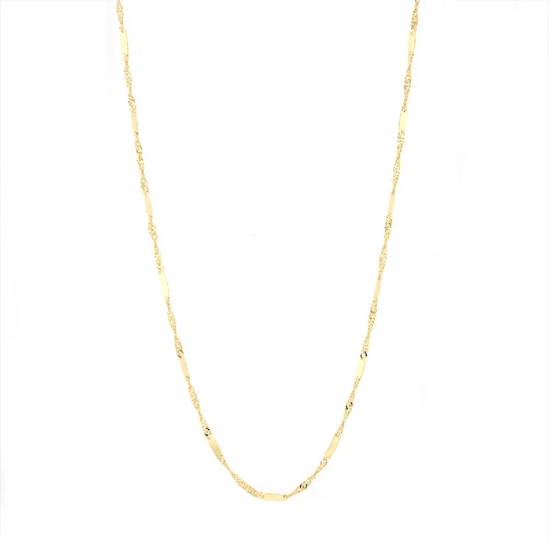 elegant art deco necklace YELLOW GOLD DIAMOND CUT TWISTED MIRROR CHAIN NECKLACE