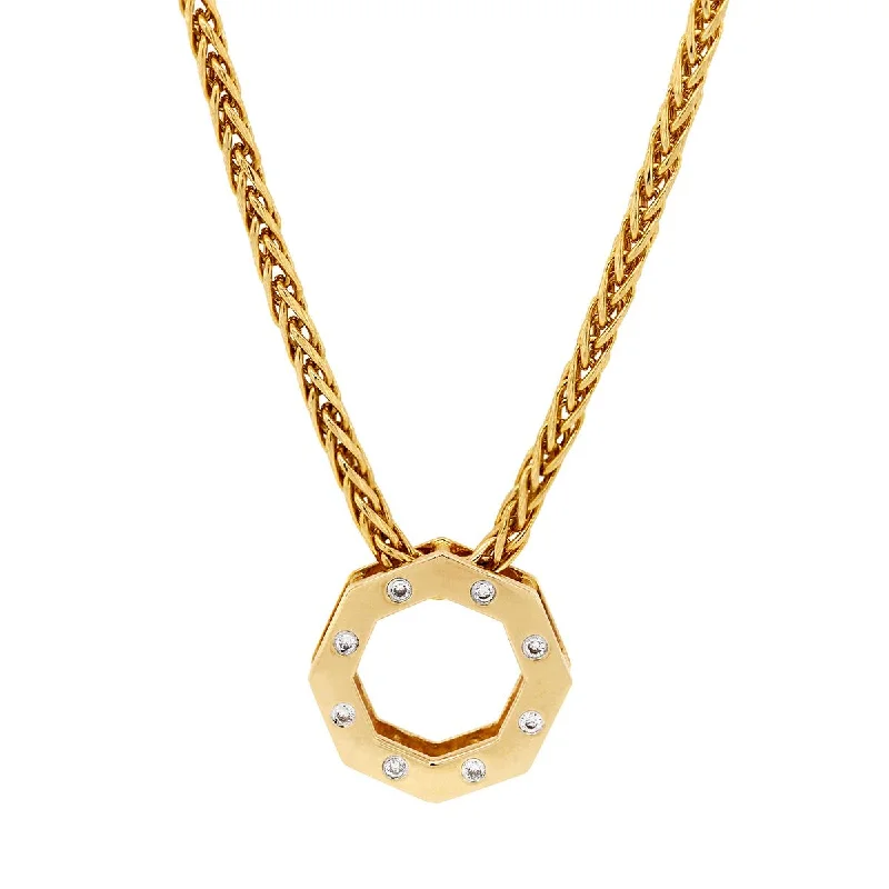 YELLOW GOLD OCTAGON NECKLACE WITH DIAMONDS, 1/7 CT TW