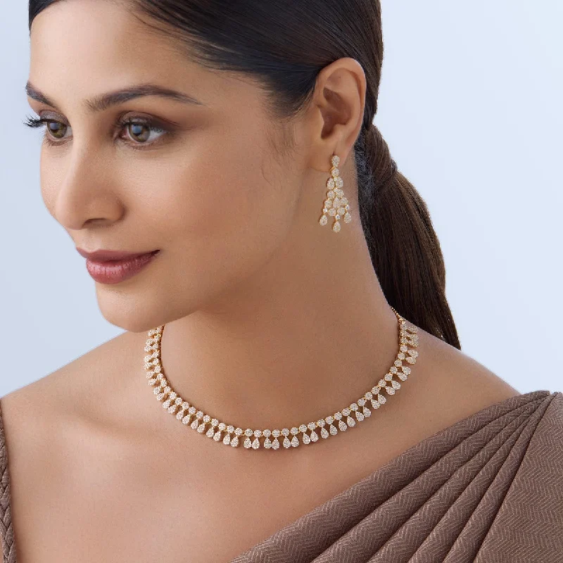 dainty gold chain earrings Zircon Necklace 157323