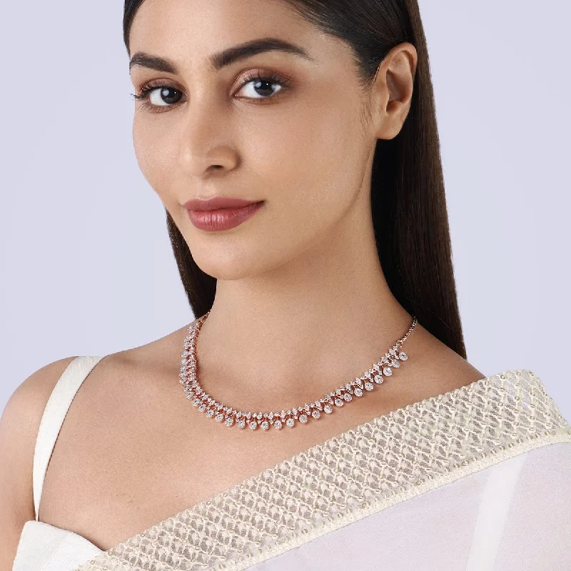 silver feather charm necklace Zircon Necklace 158007