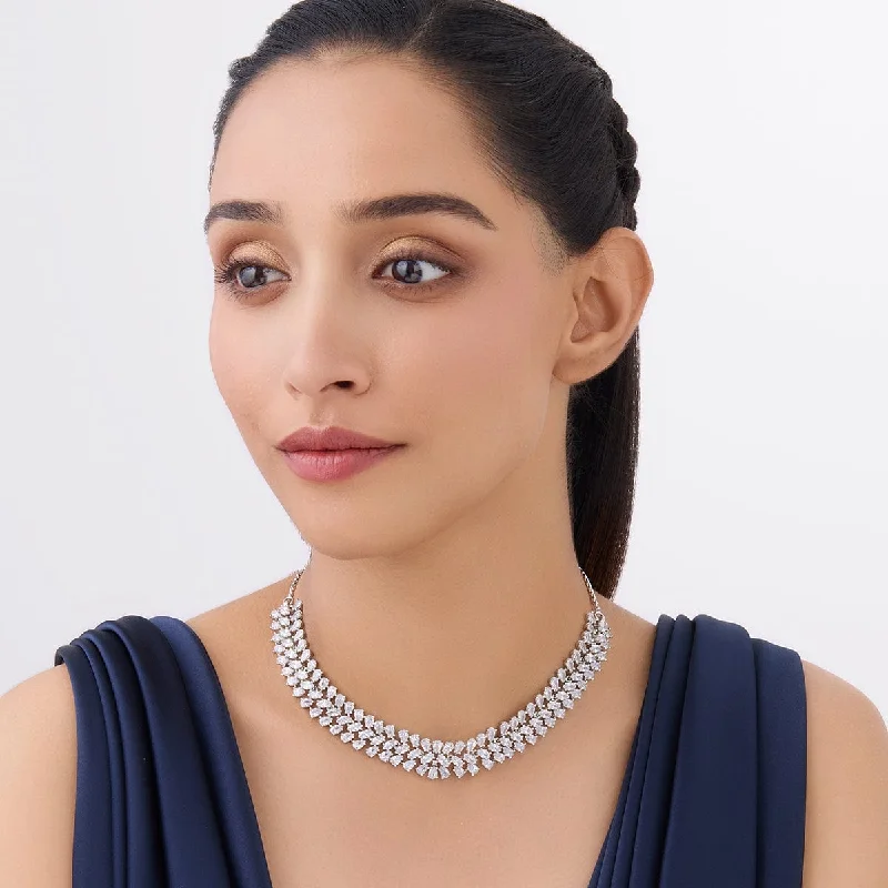 dainty gold chain earrings Zircon Necklace 163849