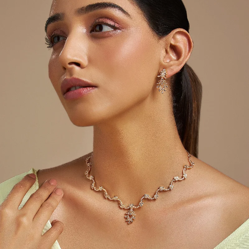 dainty gold anchor bracelet Zircon Necklace 169774