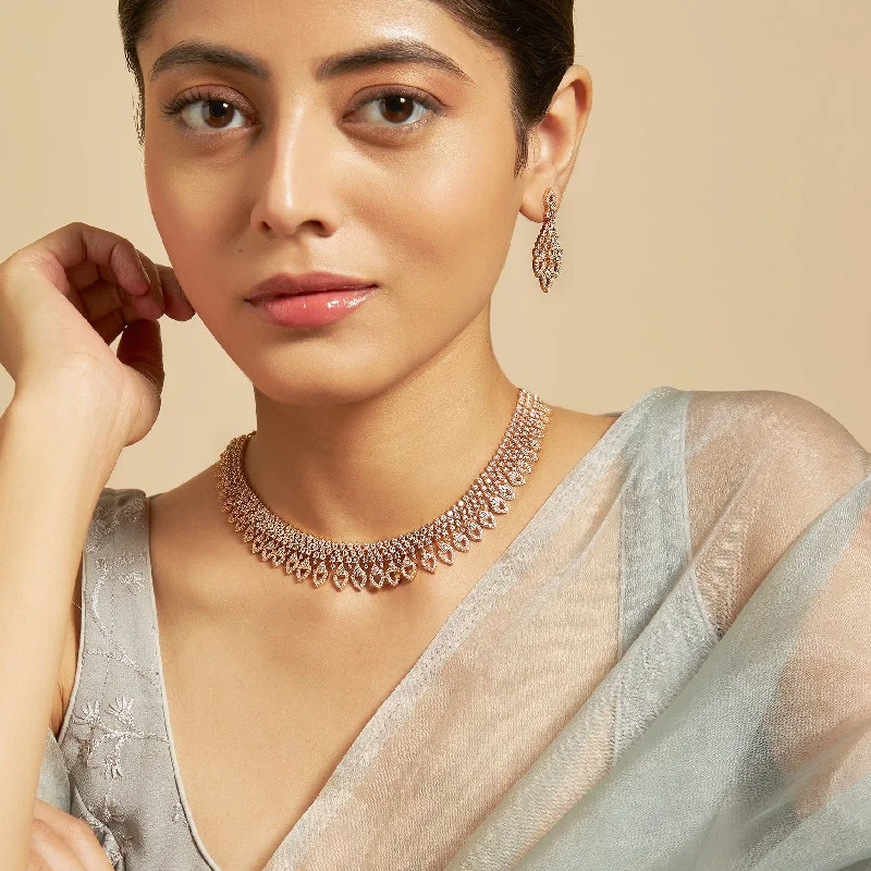 twisted rope gold chain Zircon Necklace 170328