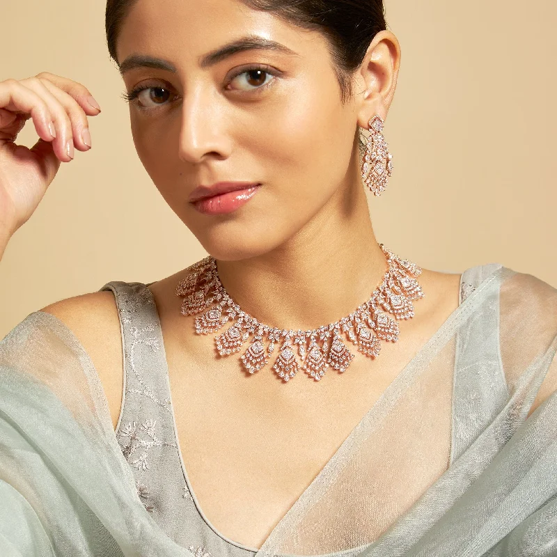 rose gold cubic zirconia earrings Zircon Necklace 170686